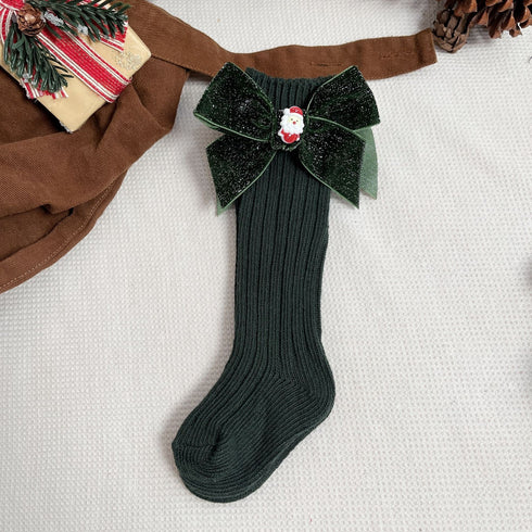 Baby Bow Christmas Socks Barrel Wool Socks Six Pairs